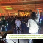 Banda da Toca da Villa em apresentação musical durante confraternização de final de ano corporativa em São Paulo
